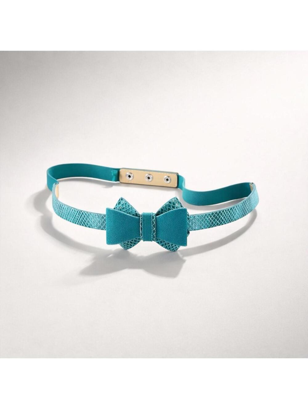 White House Black Market Teal Size M Belt with Bow Accent
